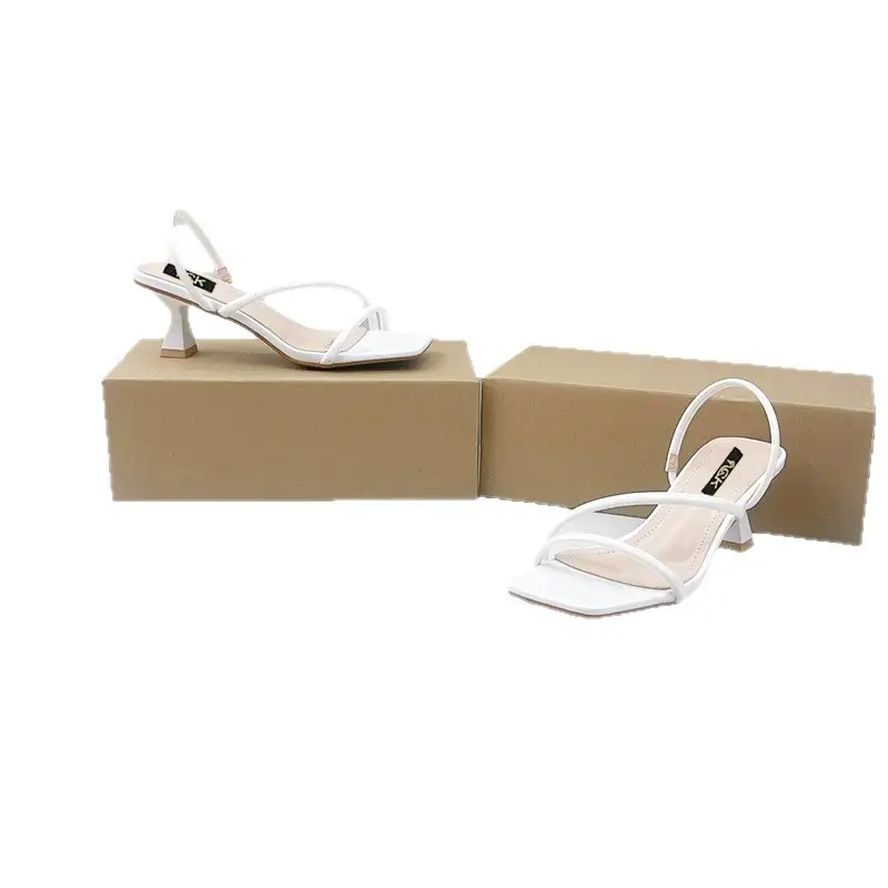 High-Heeled Solid Color Square-Toe Sandals for Women, Cross-Strap Back Strap, Thin High Heels, Large Size Sandals for Women, European and American Style - Image 10