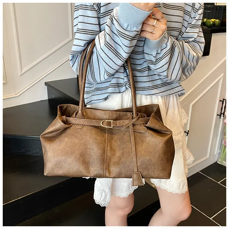 2025 New Retro Underarm Bag Female Mori Brown — feature 16