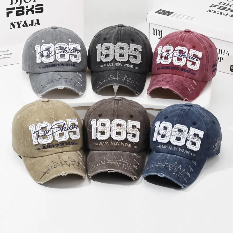 1985 Embroidered Baseball Cap Wash & Distressed Cotton - Image 10