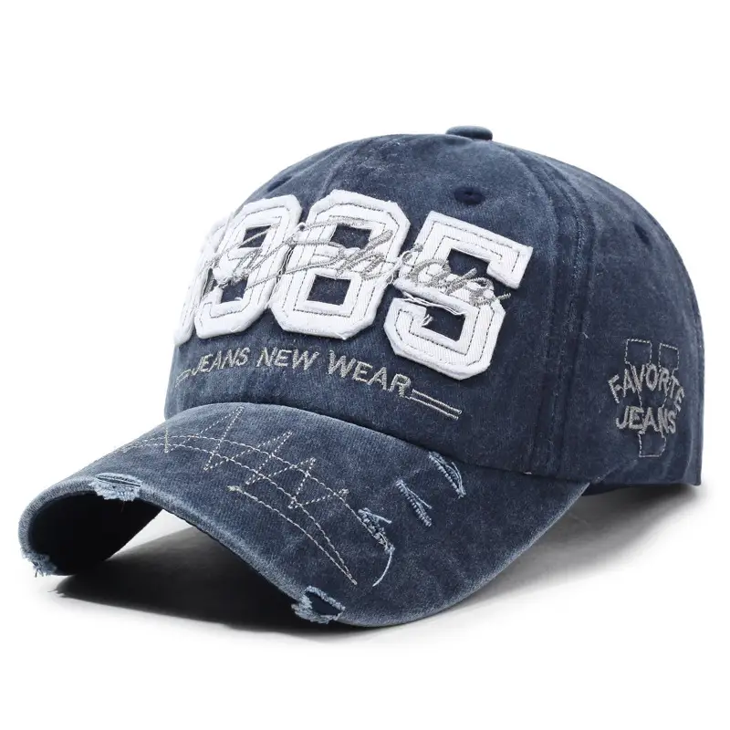 1985 Embroidered Baseball Cap Wash & Distressed Cotton - Image 2