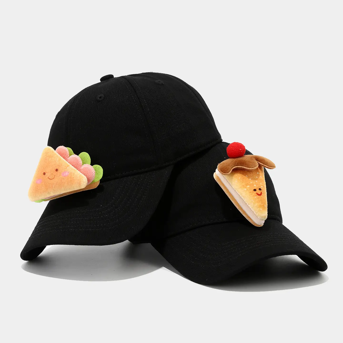 Cute Cartoon Burger Cap for Boys Girls Black Baseball - Image 8