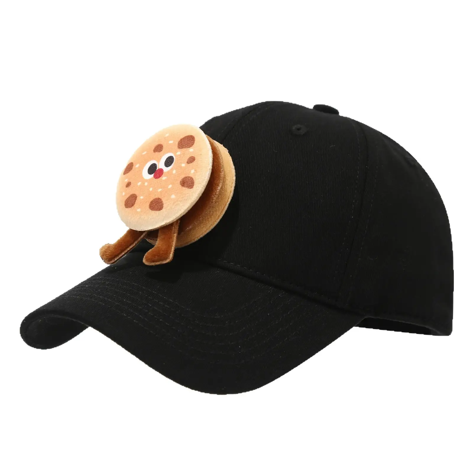 Cute Cartoon Burger Cap for Boys Girls Black Baseball - Image 10