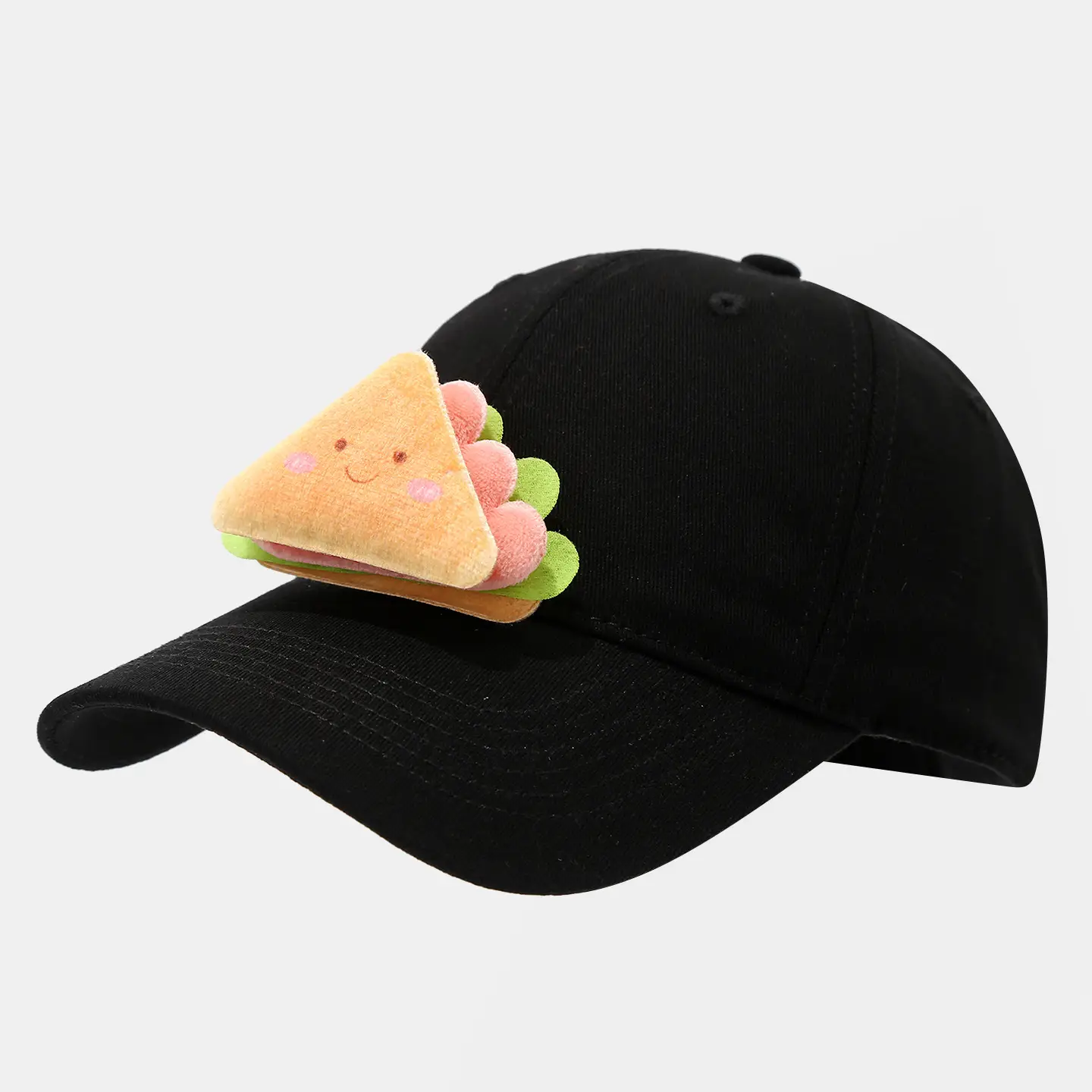 Cute Cartoon Burger Cap for Boys Girls Black Baseball - Image 4