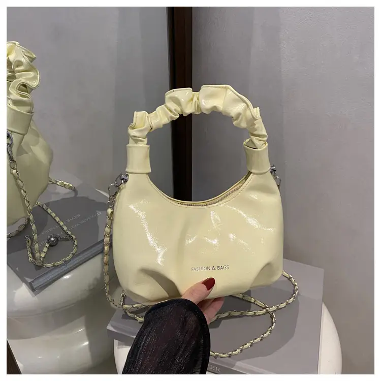 Elegant Pleated Shoulder Bag with Lace Detail - Image 10