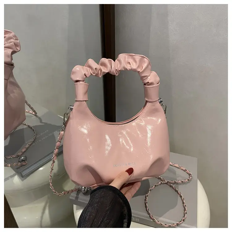 Elegant Pleated Shoulder Bag with Lace Detail - Image 8