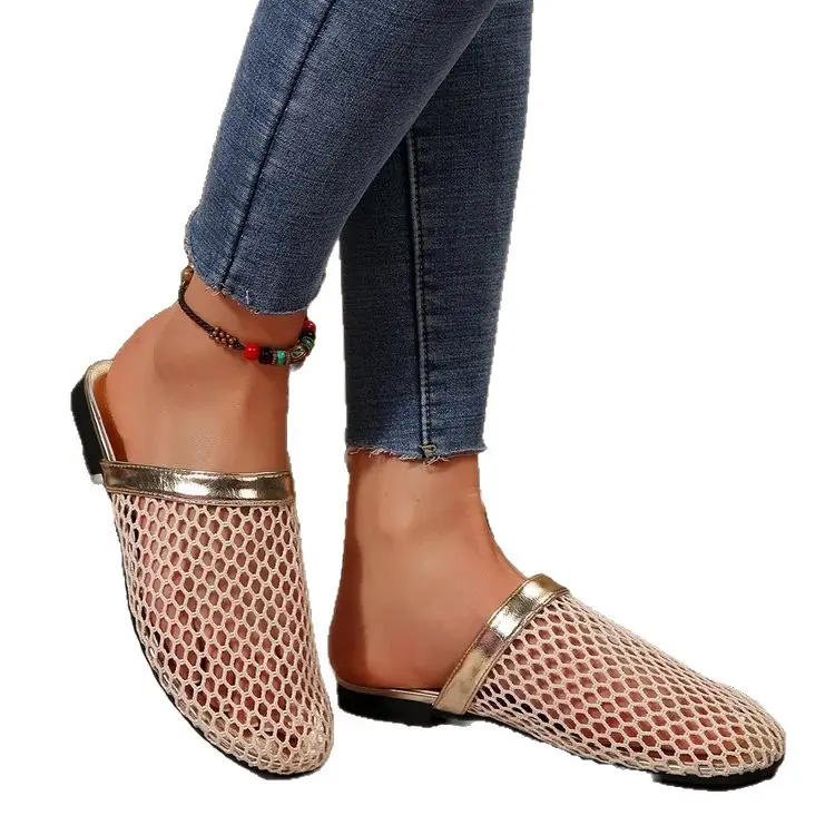 Unique Woven Hollow Mesh Sandals for Women 2026 Spring/Summer New European and American Fashion Flat Breathable Closed-Toe Sandals for Women - Image 7
