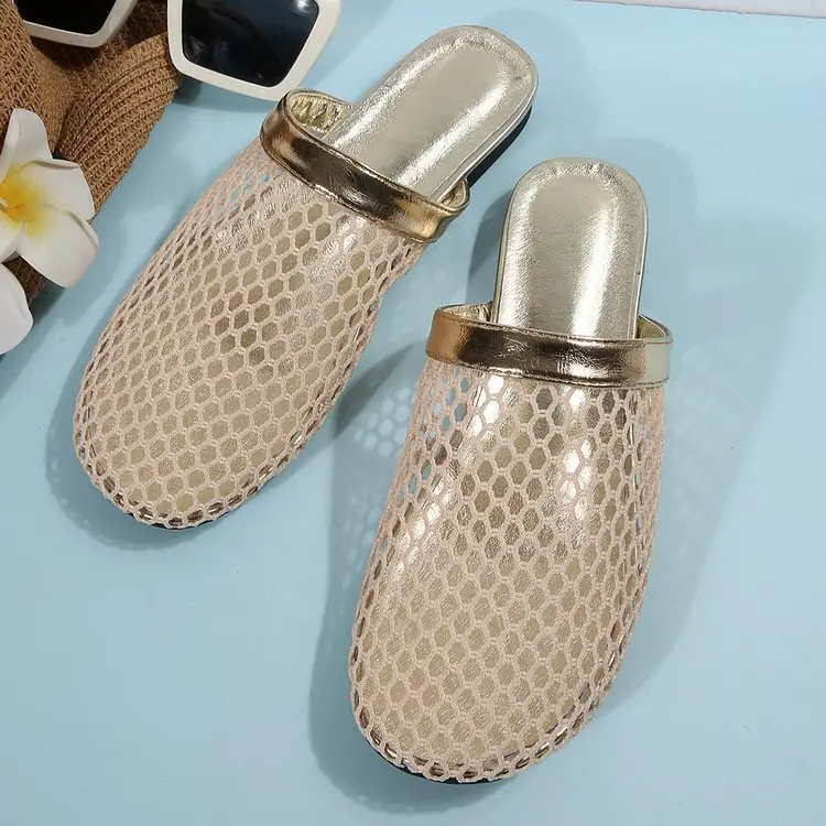 Unique Woven Hollow Mesh Sandals for Women 2026 Spring/Summer New European and American Fashion Flat Breathable Closed-Toe Sandals for Women — feature 9