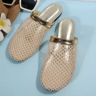 Unique Woven Hollow Mesh Sandals for Women 2026 Spring/Summer New European and American Fashion Flat Breathable Closed-Toe Sandals for Women — feature 8
