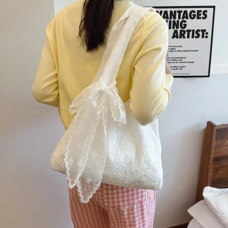 2025 Embroidered Tulle Bag Women Large Capacity Lace Bag - Image 3