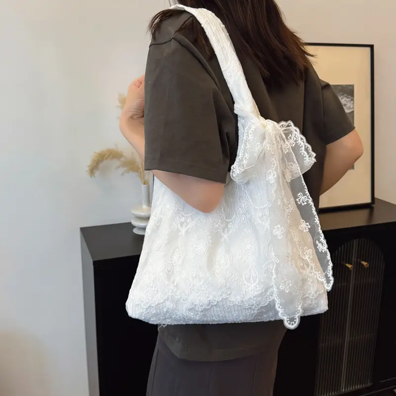 2025 Embroidered Tulle Bag Women Large Capacity Lace Bag - Image 4