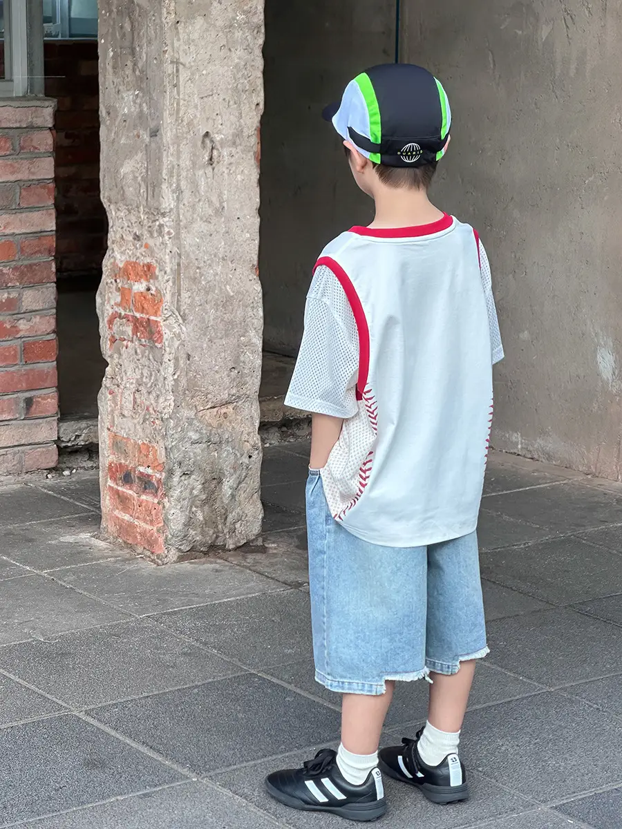 Boys Summer Mesh T-Shirt 25 Push Yourself White Red