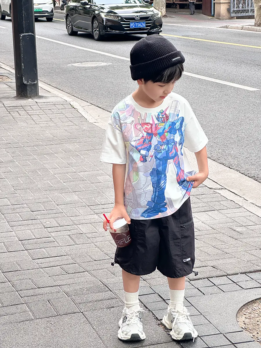 2025 Summer Boys Loose Pink T-Shirt Medium Large - Image 6