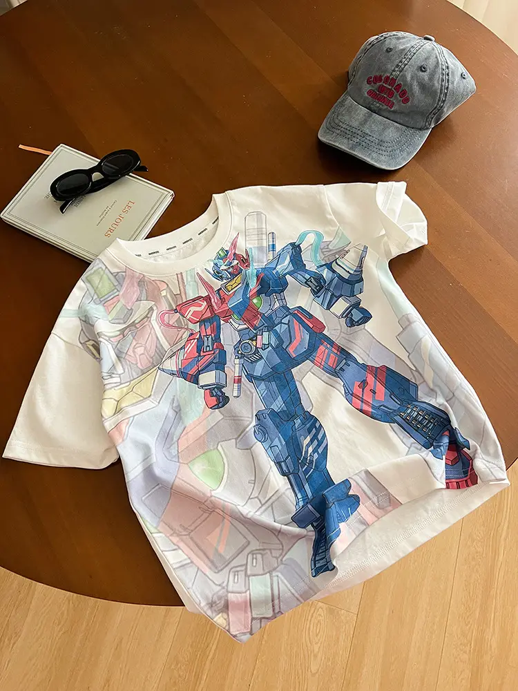2025 Summer Boys Loose Pink T-Shirt Medium Large - Image 7