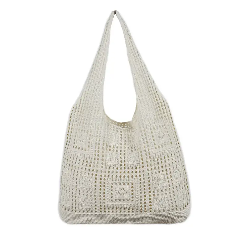 Women's White Knitted Crossbody Bag Large Capacity - Image 11