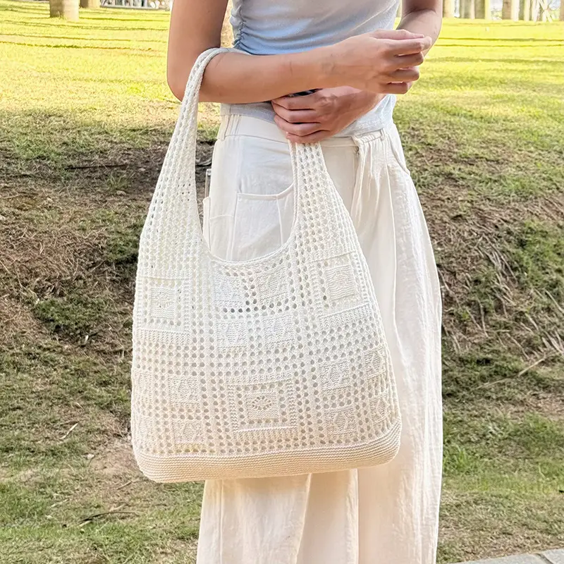Women's White Knitted Crossbody Bag Large Capacity — feature 10