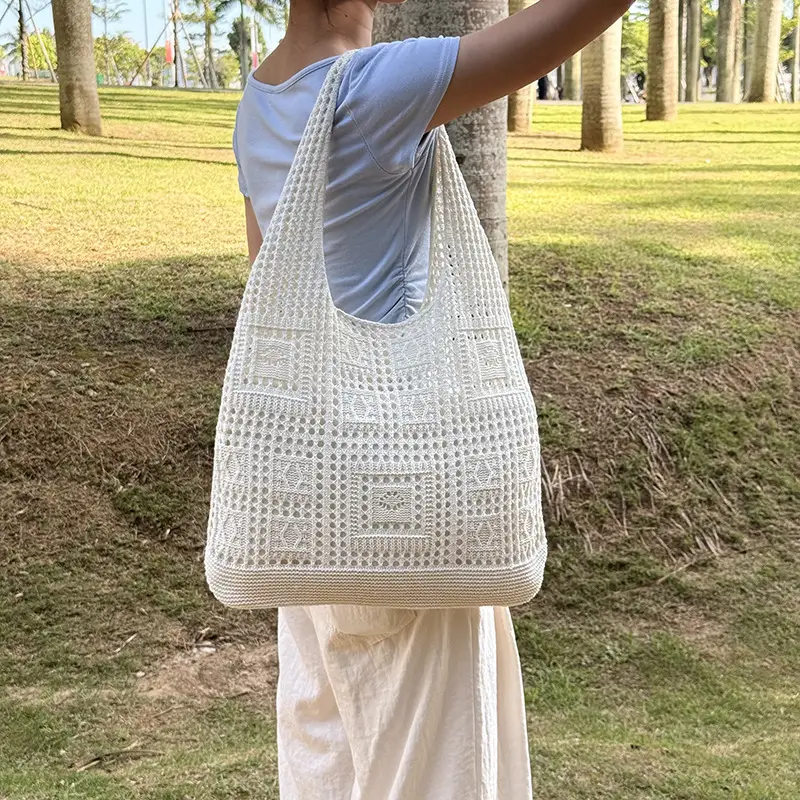 Women's White Knitted Crossbody Bag Large Capacity — feature 11