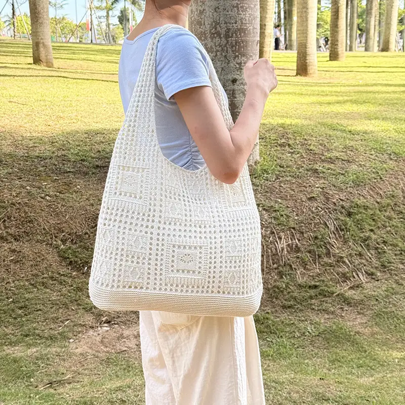 Women's White Knitted Crossbody Bag Large Capacity — feature 13