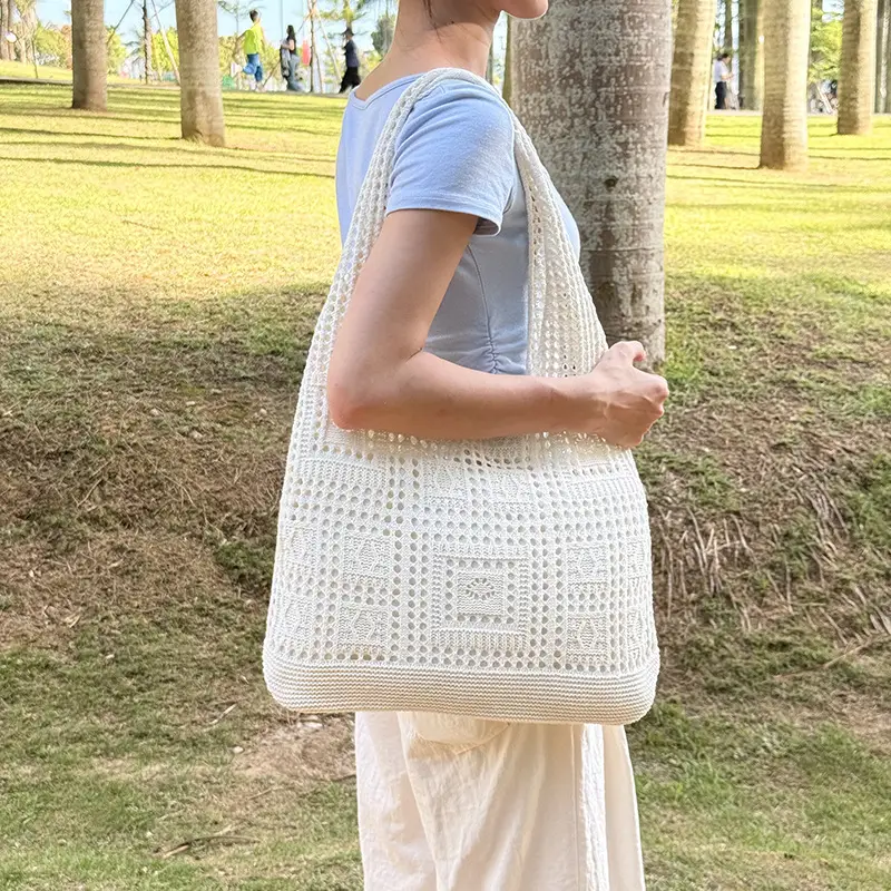 Women's White Knitted Crossbody Bag Large Capacity — feature 14