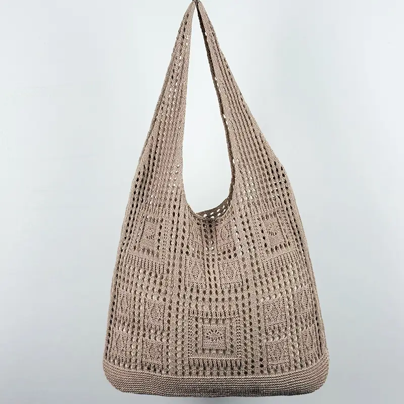 Women's White Knitted Crossbody Bag Large Capacity - Image 3
