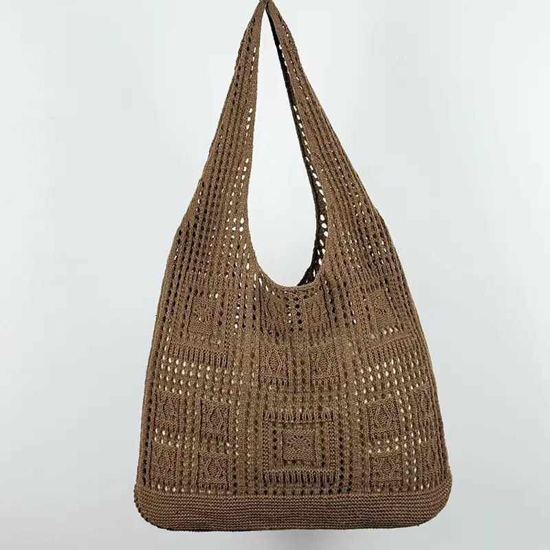 Women's White Knitted Crossbody Bag Large Capacity - Image 4