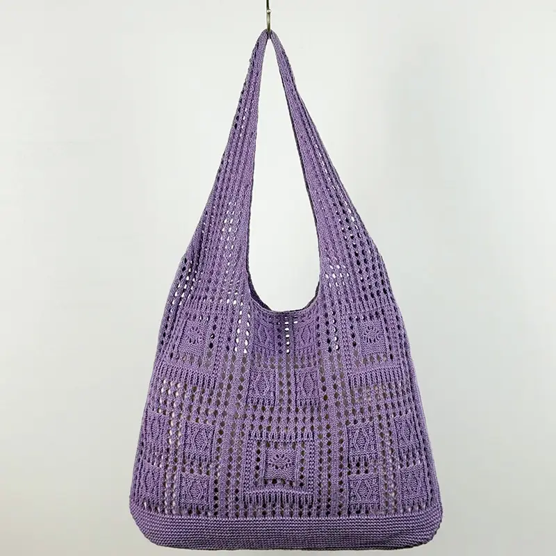 Women's White Knitted Crossbody Bag Large Capacity - Image 5