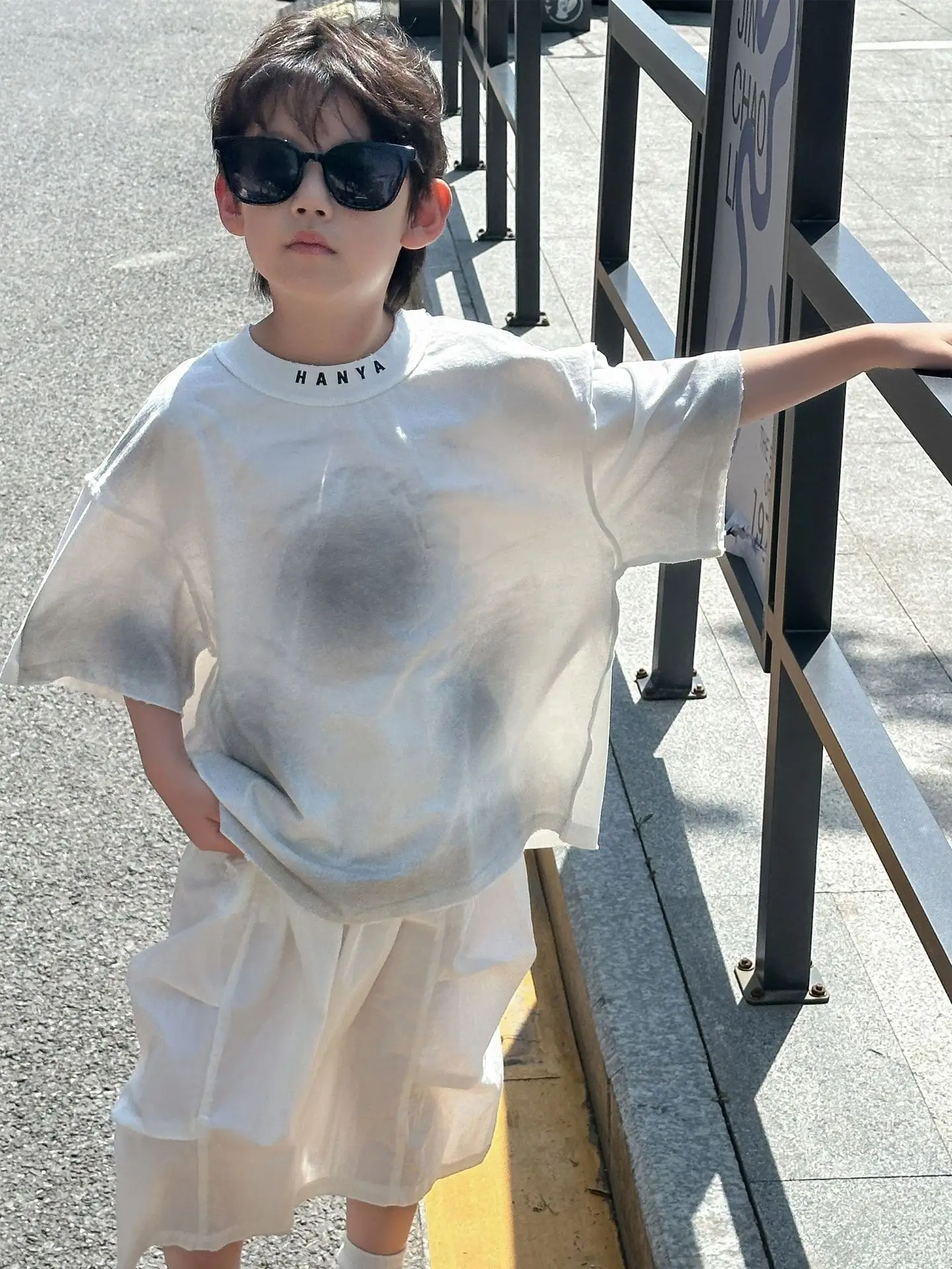 Kids Cotton Plaid Shirt White Pants Summer Wear 2025 - Image 2