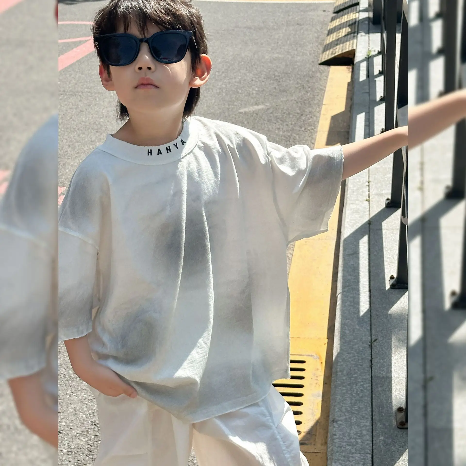 Kids Cotton Plaid Shirt White Pants Summer Wear 2025 — feature 13