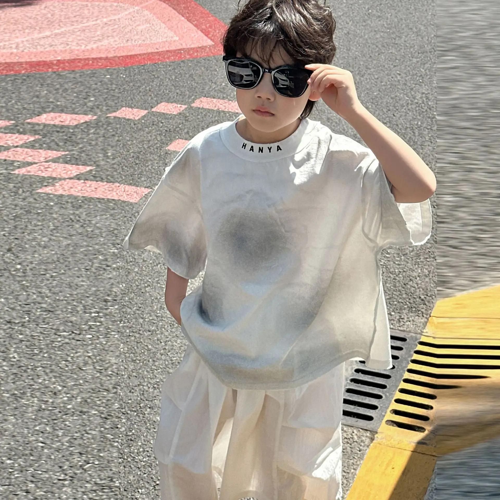 Kids Cotton Plaid Shirt White Pants Summer Wear 2025 — feature 2