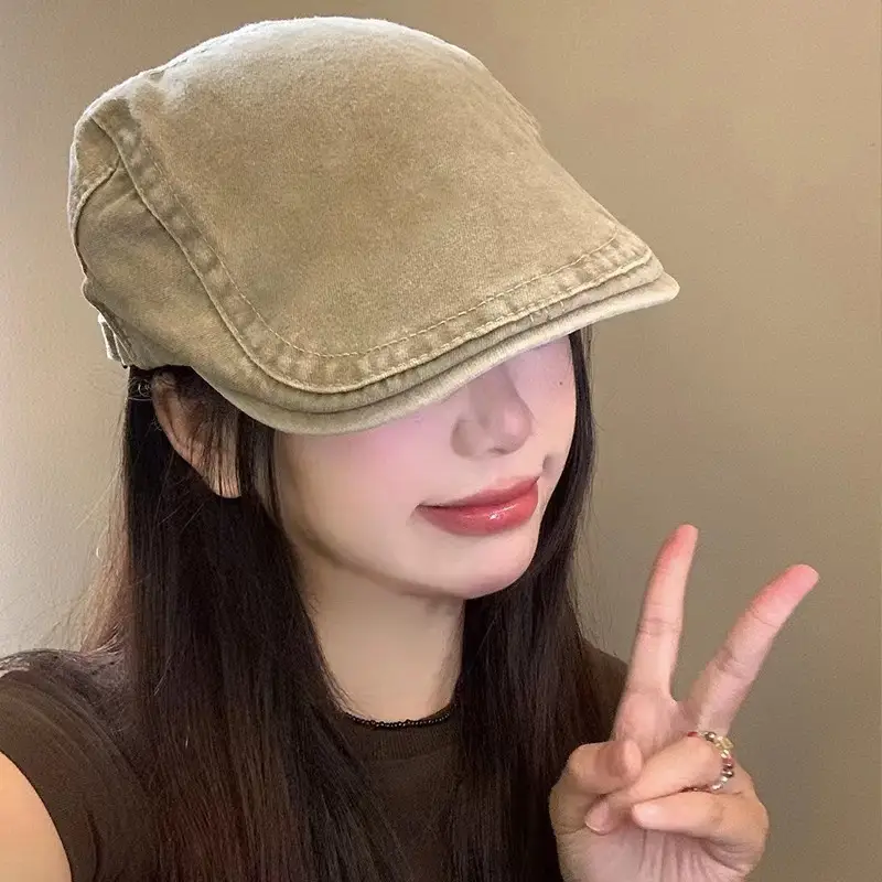 Japanese Washed Duckbill Cap Retro Brown Large Head Circumference — feature 13