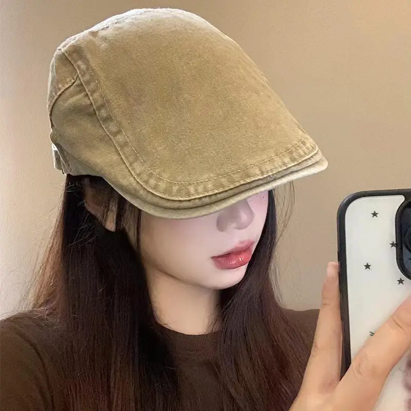 Japanese Washed Duckbill Cap Retro Brown Large Head Circumference — feature 8