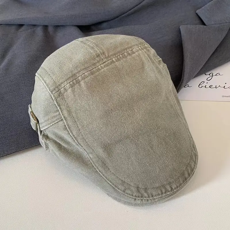 Japanese Washed Duckbill Cap Retro Brown Large Head Circumference - Image 3