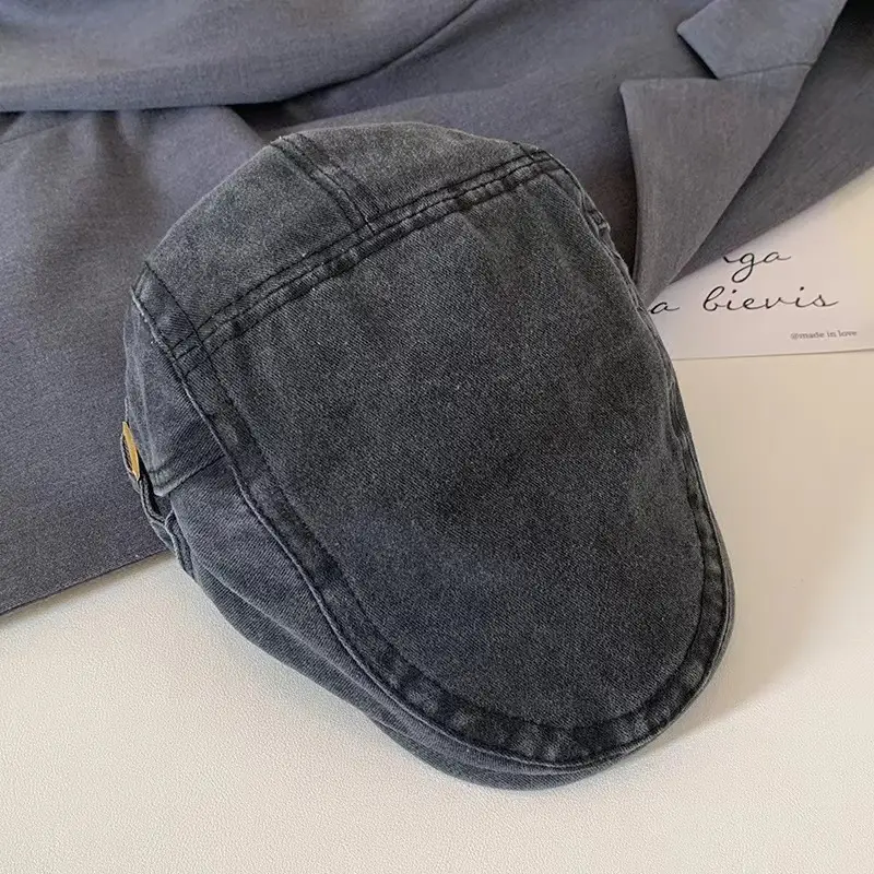 Japanese Washed Duckbill Cap Retro Brown Large Head Circumference - Image 4