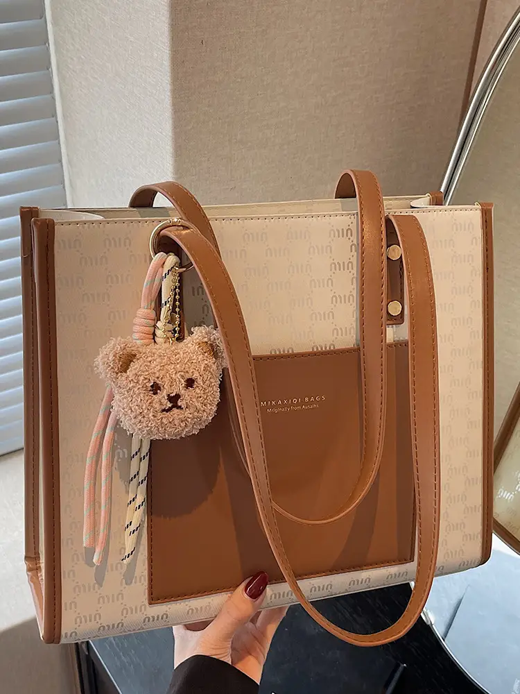 2025 New Summer Elegant Brown Tote Bag Large Capacity