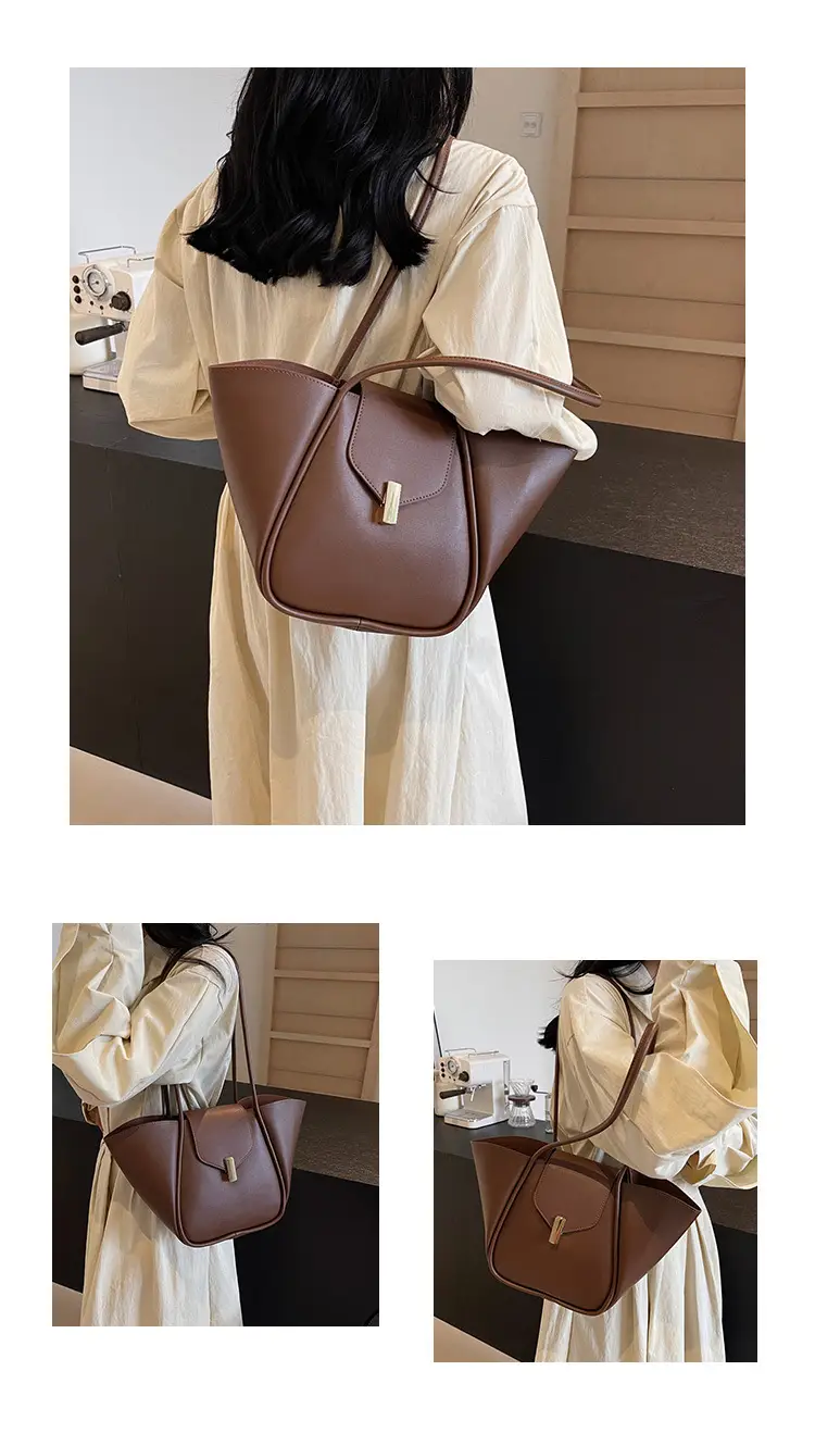 Brown Crossbody Shoulder Bag for Women with Gold Clasp — feature 12