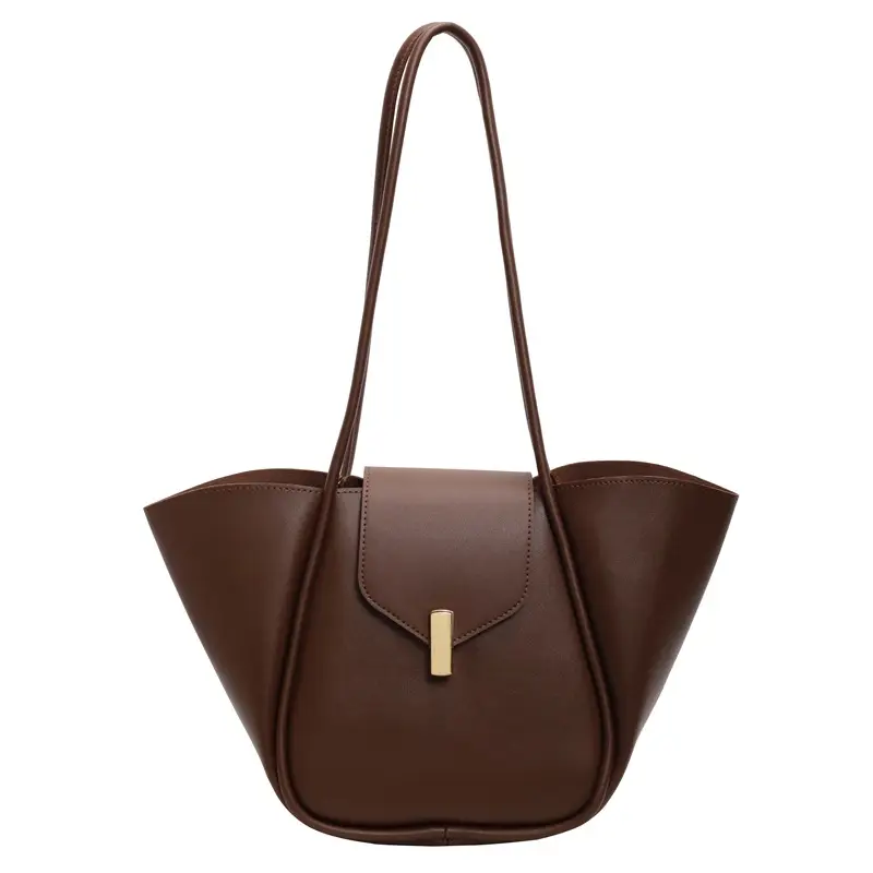 Brown Crossbody Shoulder Bag for Women with Gold Clasp - Image 4