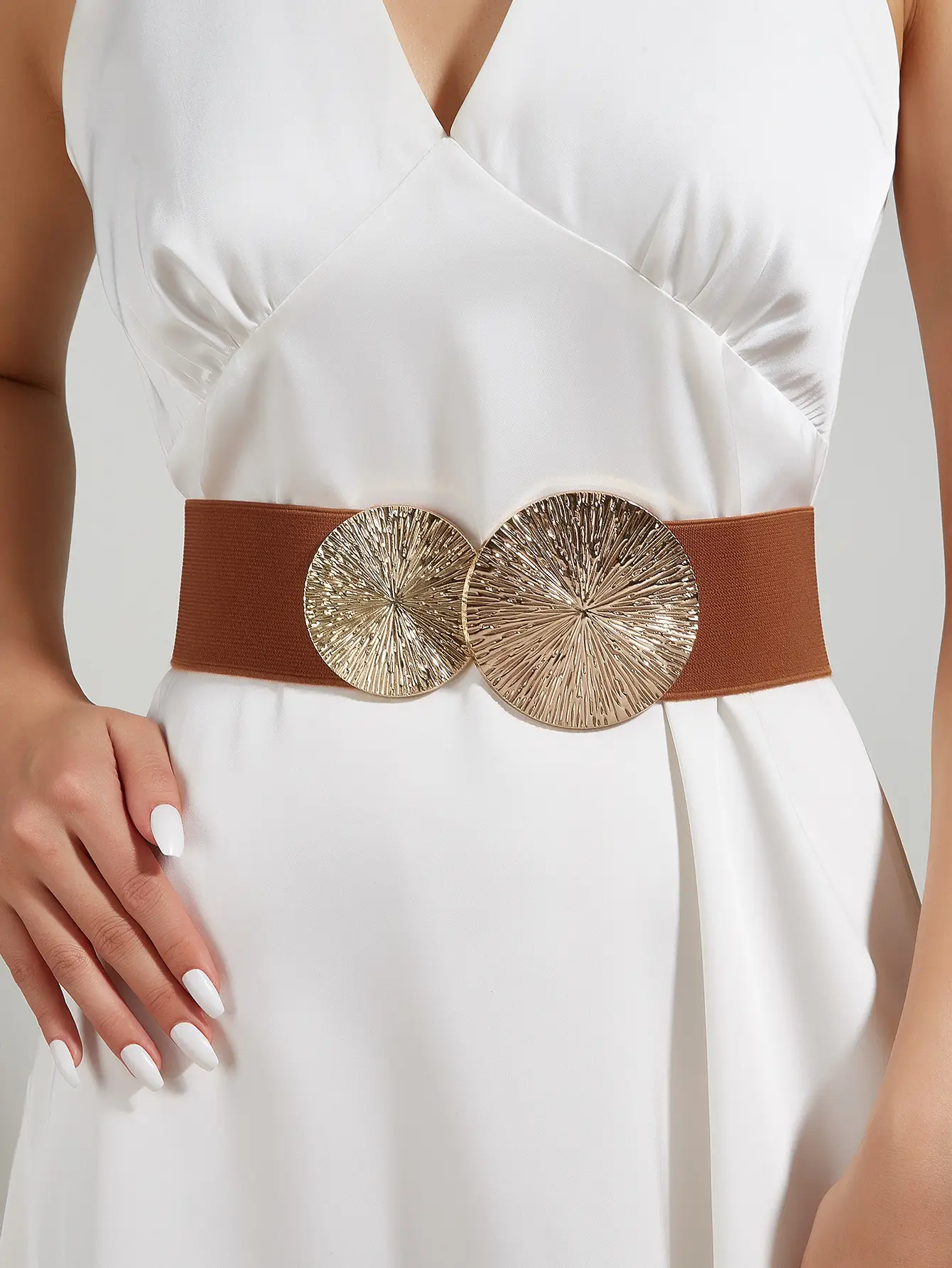 Women's Decorative Coat Belt with Glitter Circles - Image 3