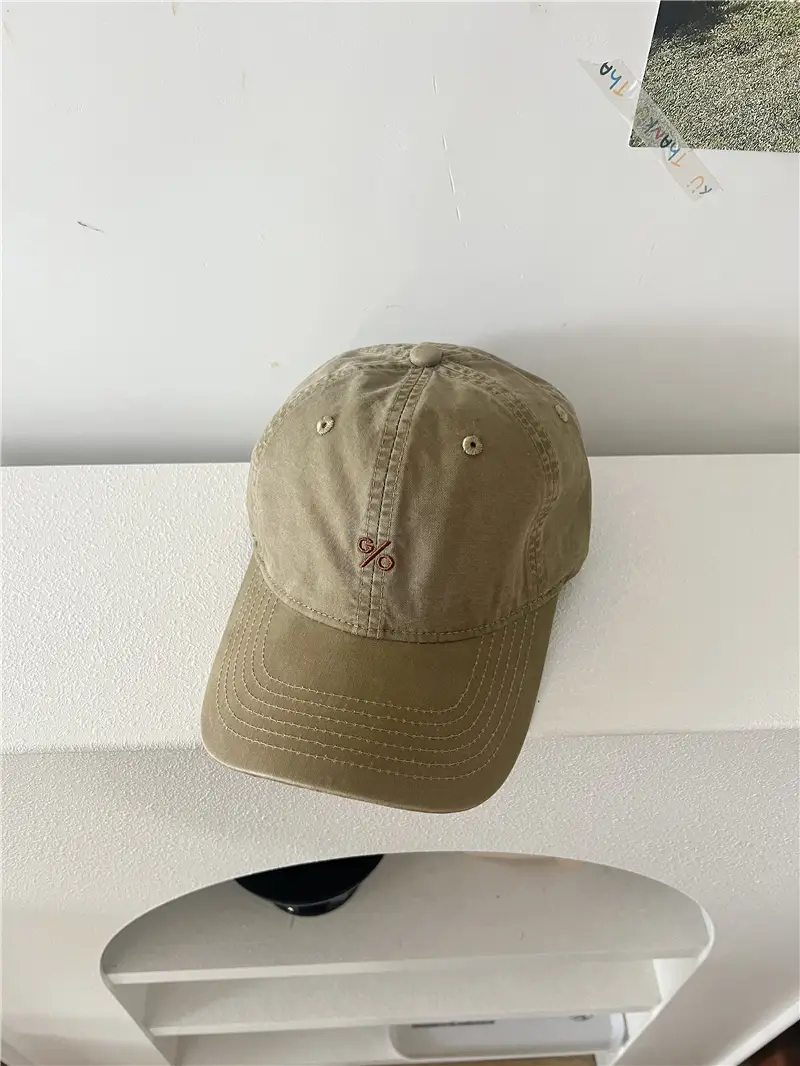 Retro Embroidered Baseball Cap for Men Beige