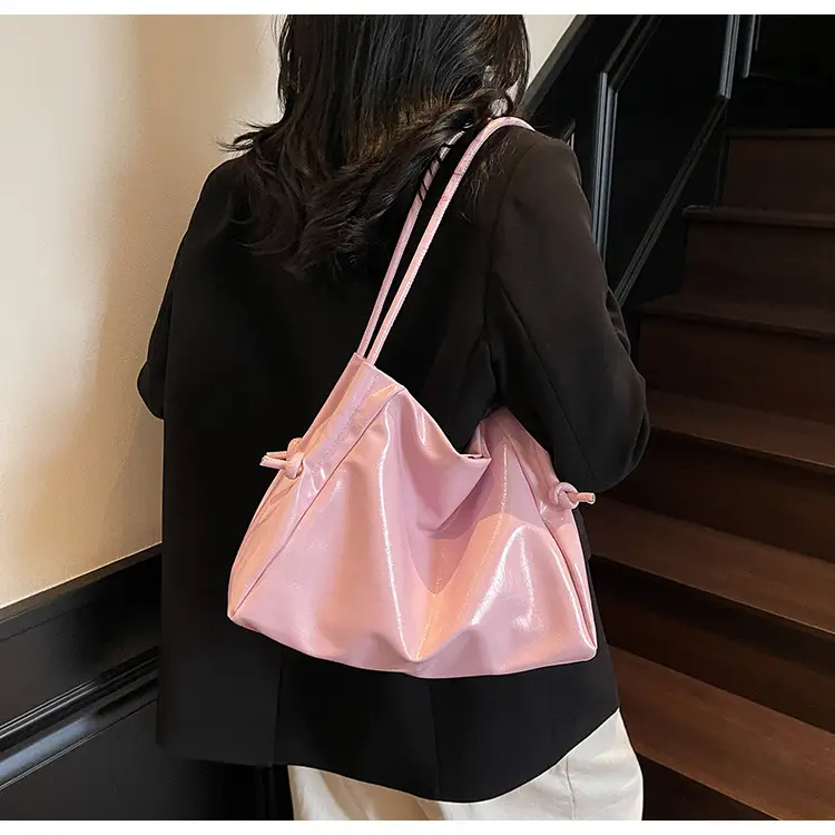 Pink Glossy Women's Large Capacity Shoulder Bag — feature 13