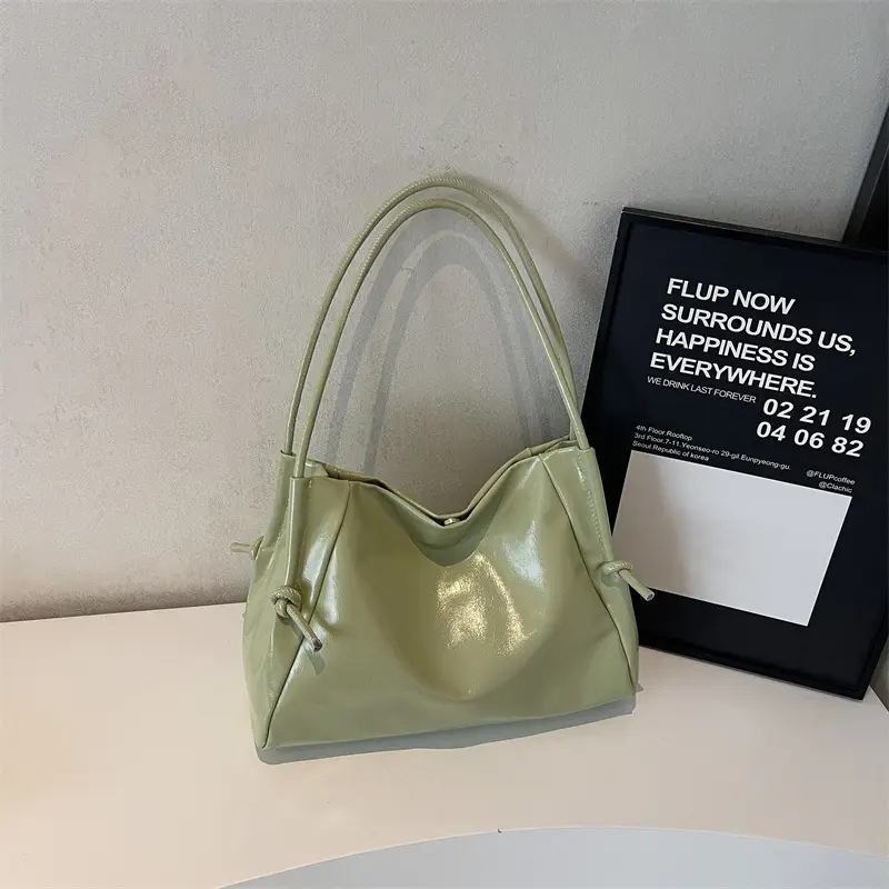 Pink Glossy Women's Large Capacity Shoulder Bag - Image 4