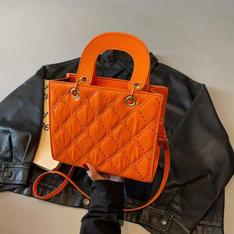 Orange Quilted Crossbody Bag for Women 2025 - Image 4