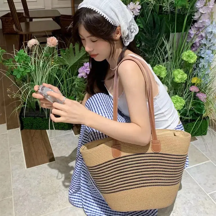 2025 Summer Straw Tote Bag Large Capacity One Shoulder - Image 19