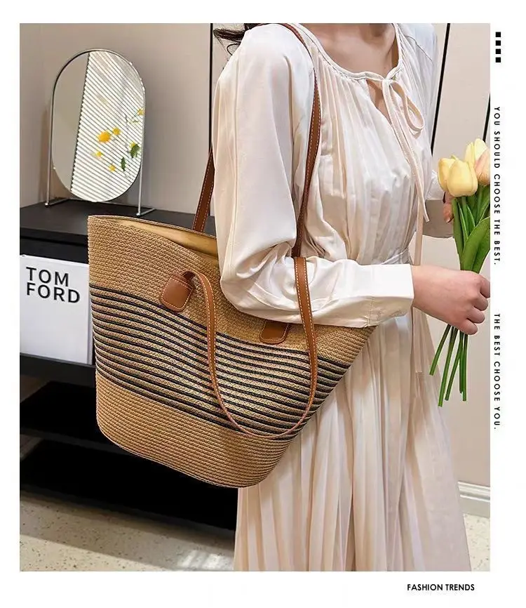 2025 Summer Straw Tote Bag Large Capacity One Shoulder — feature 2