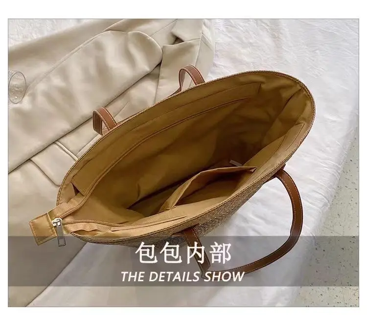 2025 Summer Straw Tote Bag Large Capacity One Shoulder — feature 4
