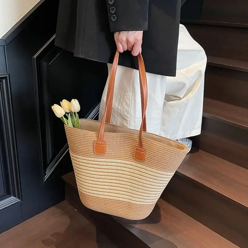 2025 Summer Straw Tote Bag Large Capacity One Shoulder - Image 2