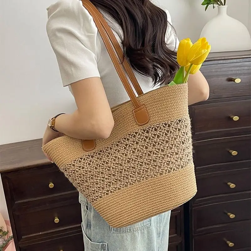 2025 Summer Straw Tote Bag Large Capacity One Shoulder - Image 6