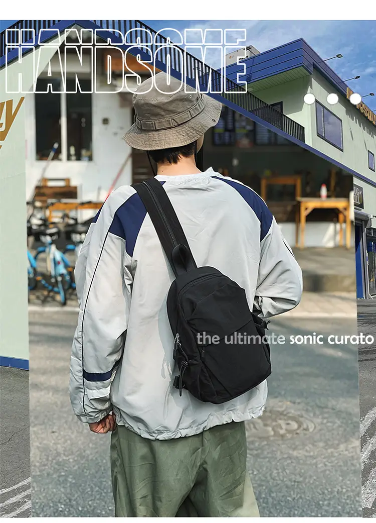 Men's New Nylon Crossbody Travel Bag Grey — feature 1