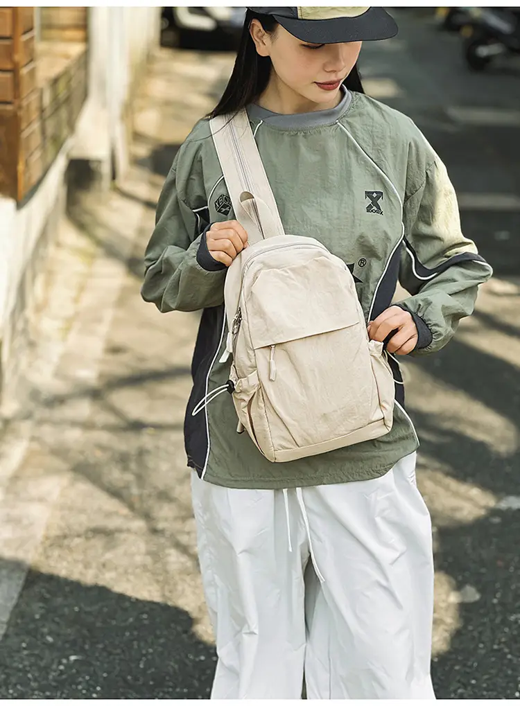 Men's New Nylon Crossbody Travel Bag Grey — feature 12
