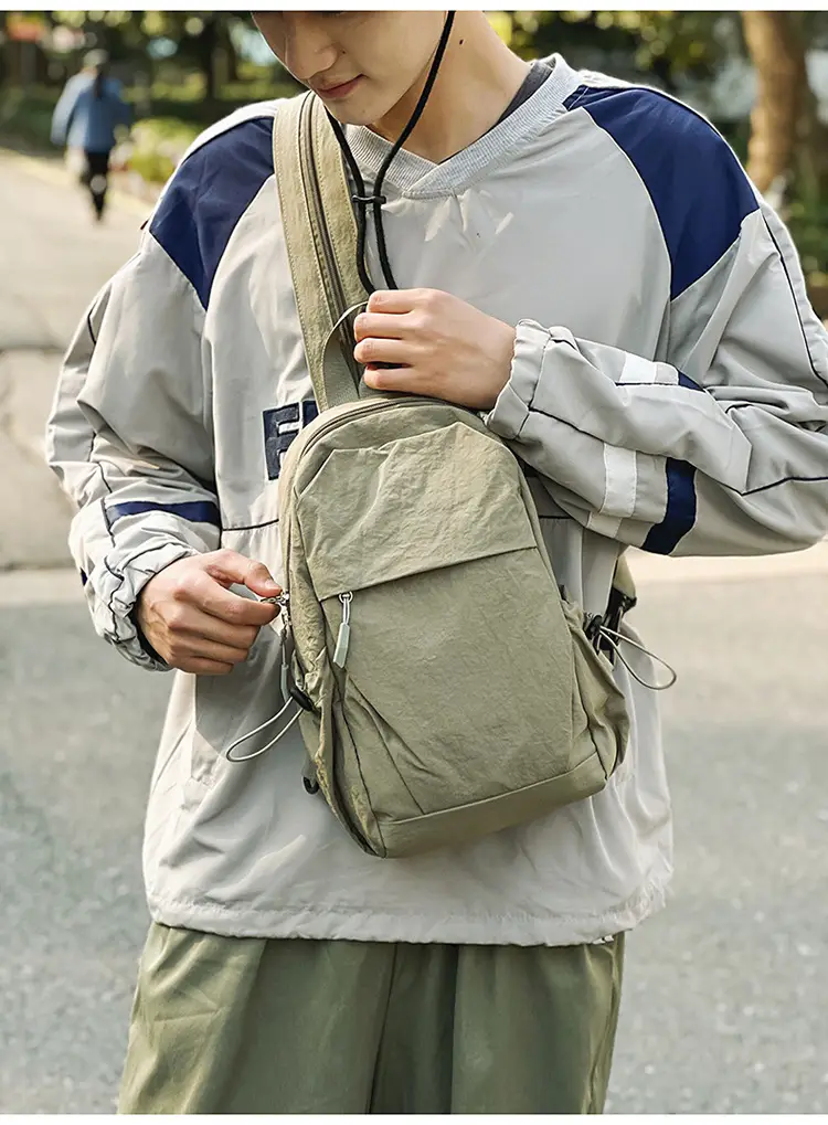 Men's New Nylon Crossbody Travel Bag Grey — feature 19