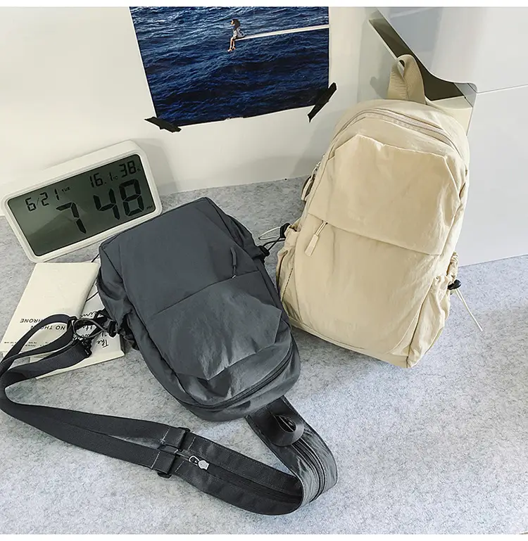 Men's New Nylon Crossbody Travel Bag Grey — feature 22