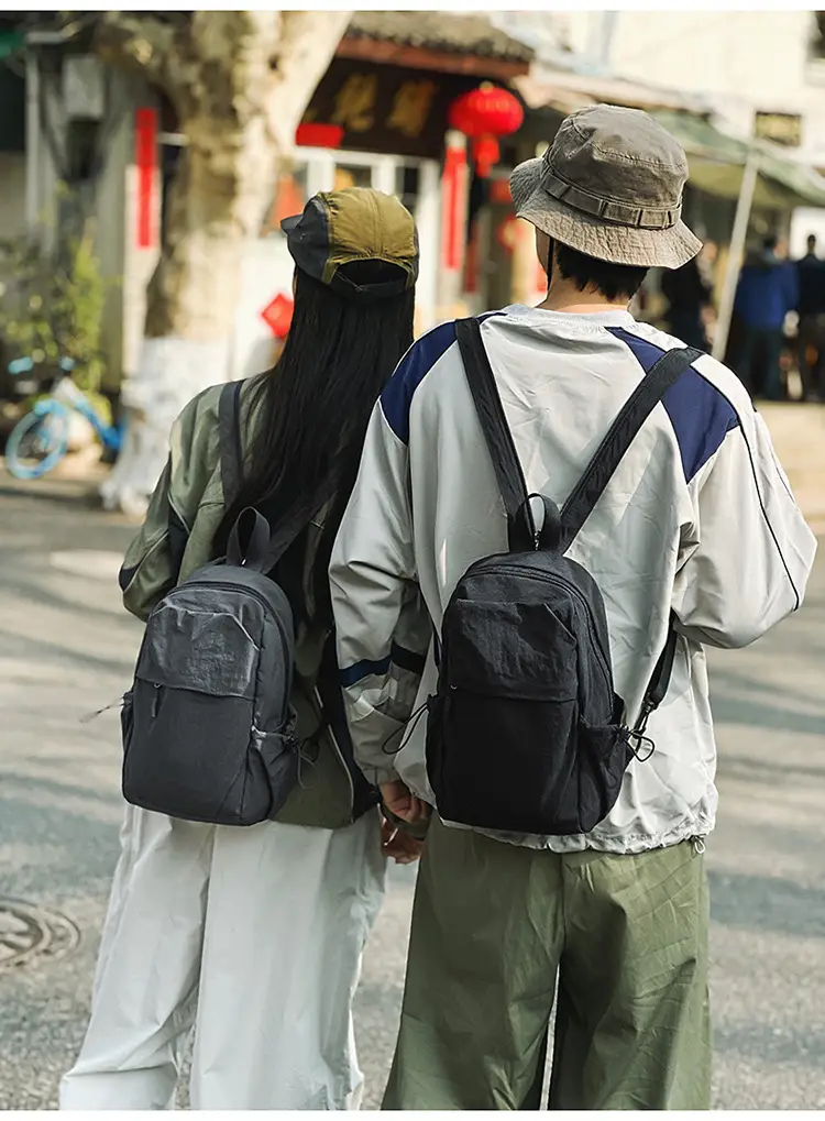 Men's New Nylon Crossbody Travel Bag Grey — feature 9